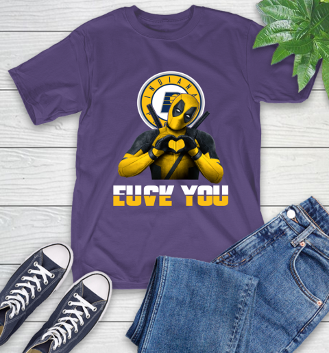 NBA Indiana Pacers Deadpool Love You Fuck You Basketball Sports T-Shirt 5