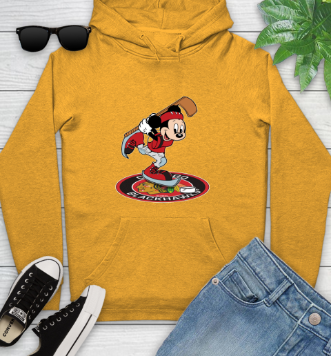 NHL Hockey Chicago Blackhawks Cheerful Mickey Disney Shirt Youth Hoodie 3