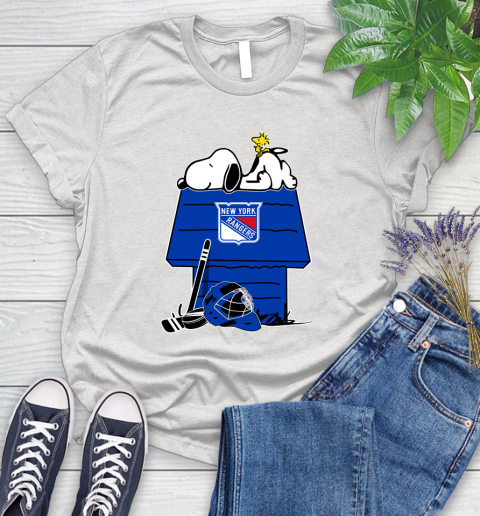New York Rangers NHL Hockey Snoopy Woodstock The Peanuts Movie Women's T-Shirt