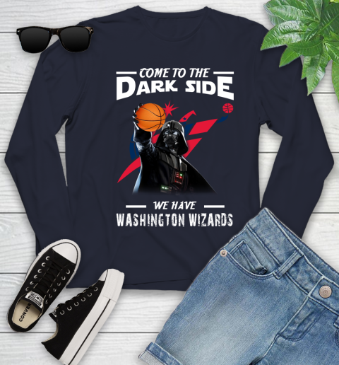 NBA Come To The Dark Side We Have Washington Wizards Star Wars Darth Vader Basketball Youth Long Sleeve 2