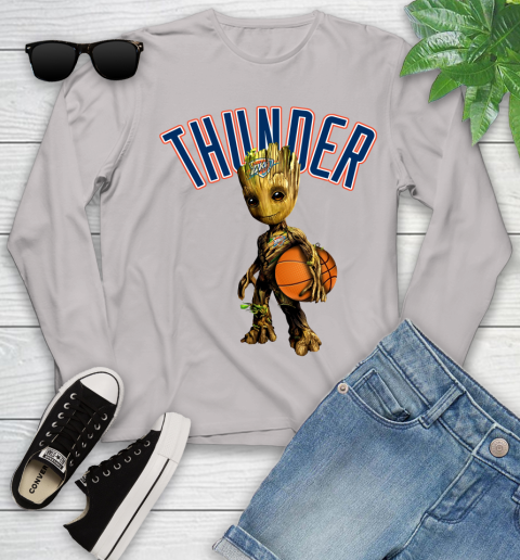 Oklahoma City Thunder NBA Basketball Groot Marvel Guardians Of The Galaxy Youth Long Sleeve 12