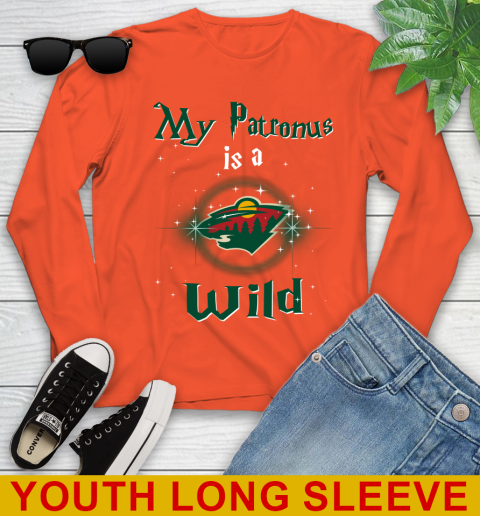 NHL Hockey Harry Potter My Patronus Is A Minnesota Wild Youth Long Sleeve 3
