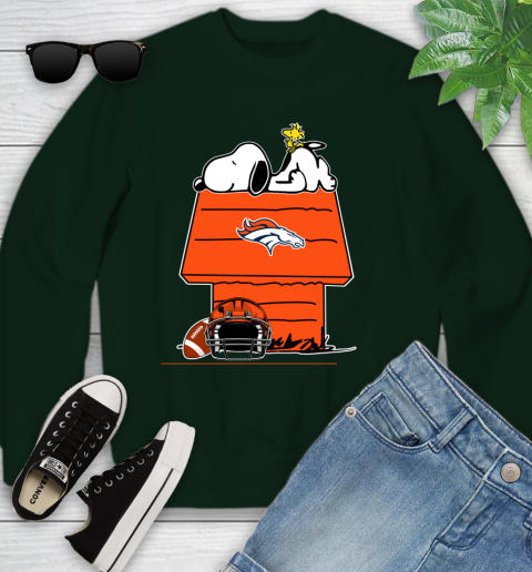 Denver Broncos NFL Football Snoopy Woodstock The Peanuts Movie Youth Sweatshirt 10