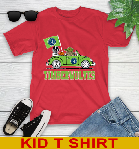 NBA Basketball Minnesota Timberwolves Darth Vader Baby Yoda Driving Star Wars Shirt Youth T-Shirt 10