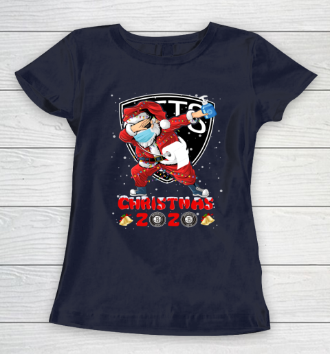 Brooklyn Nets Funny Santa Claus Dabbing Christmas 2020 NBA Women's T-Shirt 2