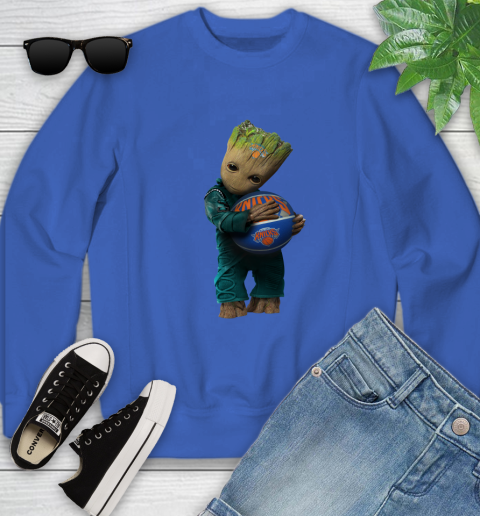 NBA Groot Guardians Of The Galaxy Basketball Sports New York Knicks Youth Sweatshirt 8