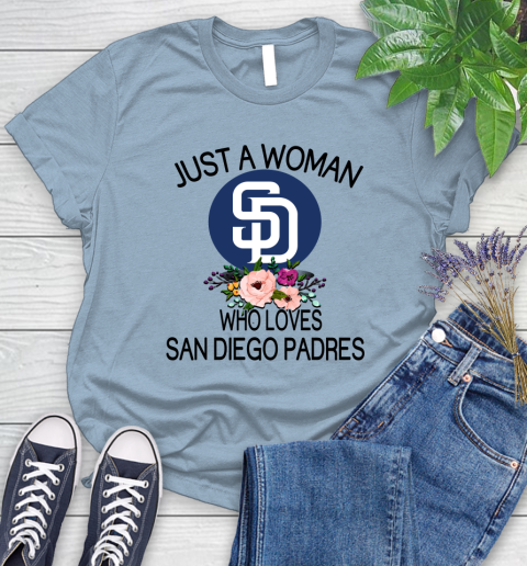 MLB Just A Woman Who Loves San Diego Padres Baseball Sports Women's T-Shirt 6