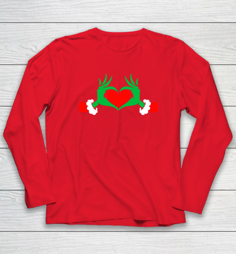 Funny Elf With Cute Heart Hands Style Christmas Costumes Long Sleeve T-Shirt - Image 7