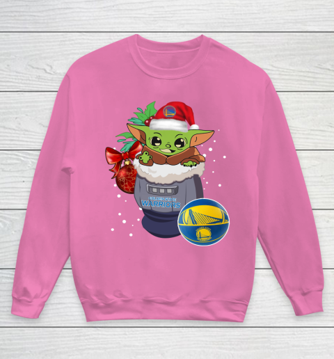 Golden State Warriors Christmas Baby Yoda Star Wars Funny Happy NBA Youth Sweatshirt 7