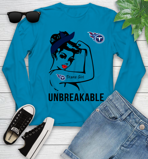 NFL Tennessee Titans Girl Unbreakable Football Sports Youth Long Sleeve 5