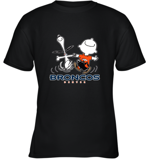 Snoopy And Charlie Brown Happy Denver Broncos Fans Youth T-Shirt