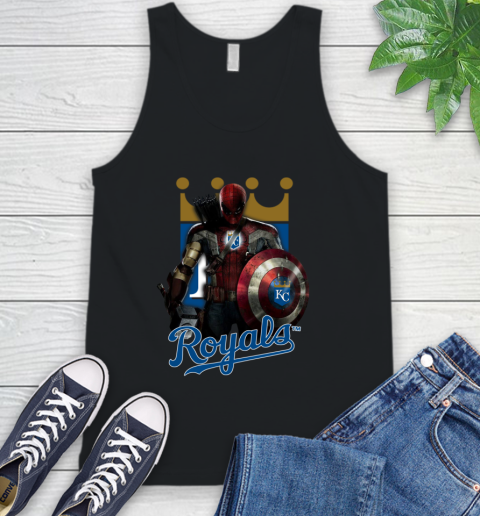 MLB Captain America Thor Spider Man Hawkeye Avengers Endgame Baseball Kansas City Royals Tank Top 2