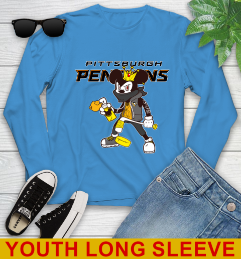 Pittsburgh Penguins NHL Hockey Mickey Peace Sign Sports Youth Long Sleeve 8