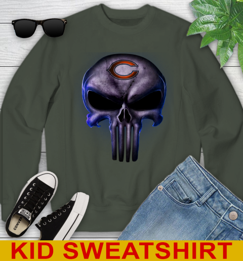 Chicago Bears NFL Football Punisher Skull Sports Youth Sweatshirt Tee For Sports