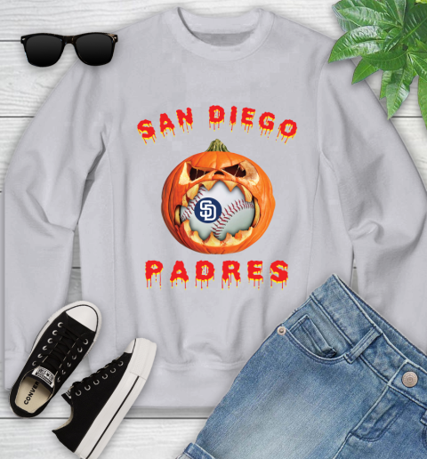 MLB San Diego Padres Halloween Pumpkin Baseball Sports Youth Sweatshirt 4