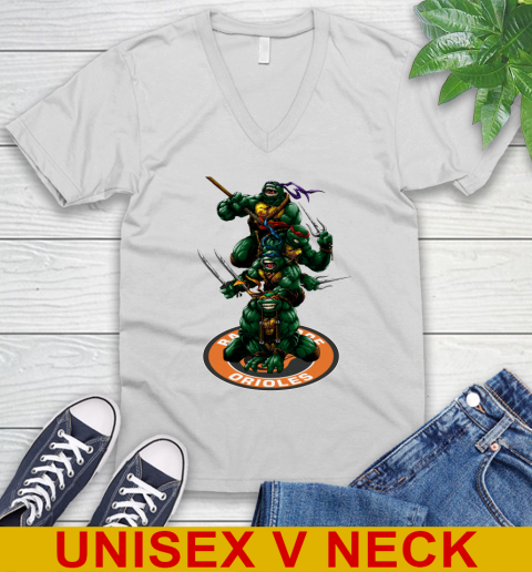 MLB Baseball Baltimore Orioles Teenage Mutant Ninja Turtles Shirt V-Neck T-Shirt