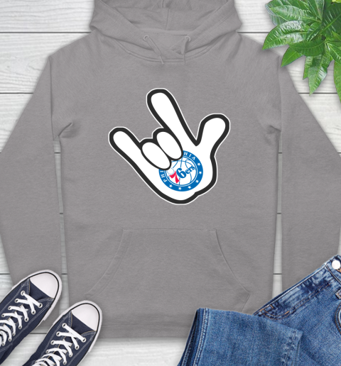 Philadelphia 76ers NBA Basketball Mickey Rock Hand Disney Hoodie 6