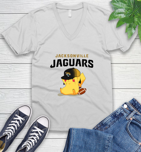 NFL Pikachu Football Sports Jacksonville Jaguars V-Neck T-Shirt