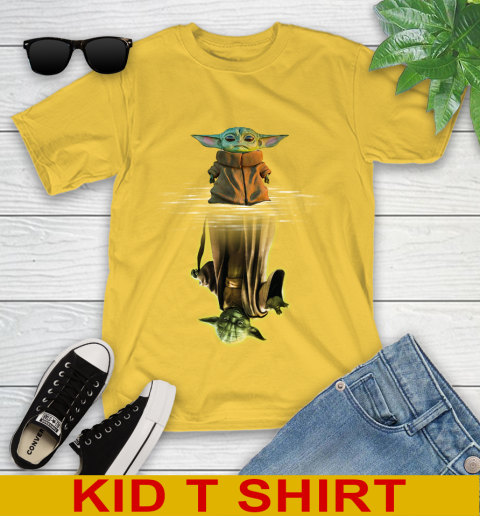 Mandalorian Baby Yoda star wars water reflection Youth T-Shirt 9