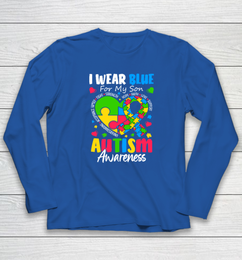 I Wear Blue For My Son Autism Awareness Long Sleeve T-Shirt 5