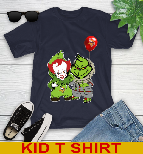Minnesota Vikings Baby Pennywise Grinch Christmas NFL Football Youth T-Shirt 3
