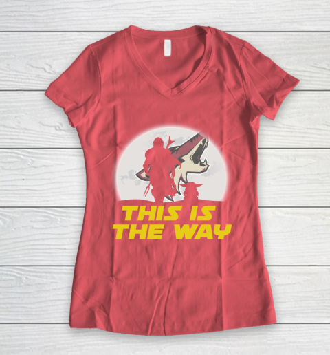 Arizona Coyotes NHL Ice Hockey Star Wars Yoda And Mandalorian This Is The Way Women's V-Neck T-Shirt 4