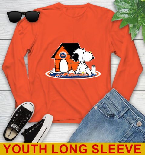 MLB Baseball New York Mets Snoopy The Peanuts Movie Shirt Youth Long Sleeve 4