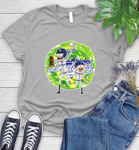 MLB Los Angeles Dodgers Rick And Morty Commissioner's Trophy Baseball Sports Women's T-Shirt 5