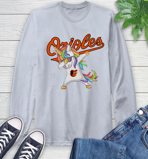 Baltimore Orioles MLB Baseball Funny Unicorn Dabbing Sports Long Sleeve T-Shirt 6