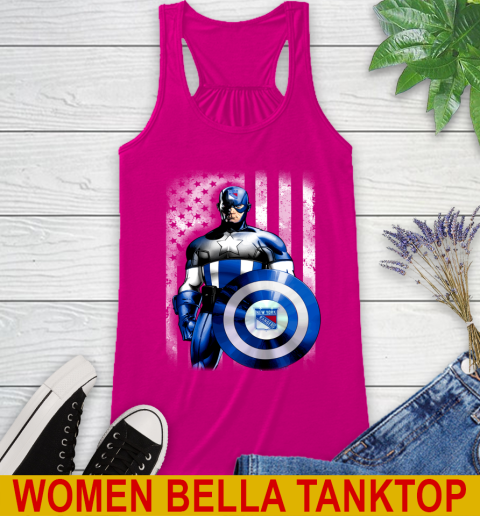 New York Rangers NHL Hockey Captain America Marvel Avengers American Flag Shirt Racerback Tank 6