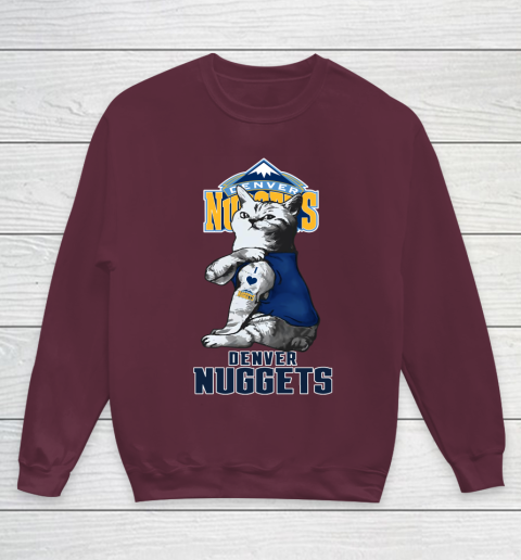 NBA Basketball My Cat Loves Denver Nuggets Youth Sweatshirt 4