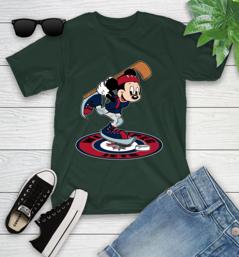 NHL Hockey Winnipeg Jets Cheerful Mickey Disney Shirt Youth T-Shirt 5