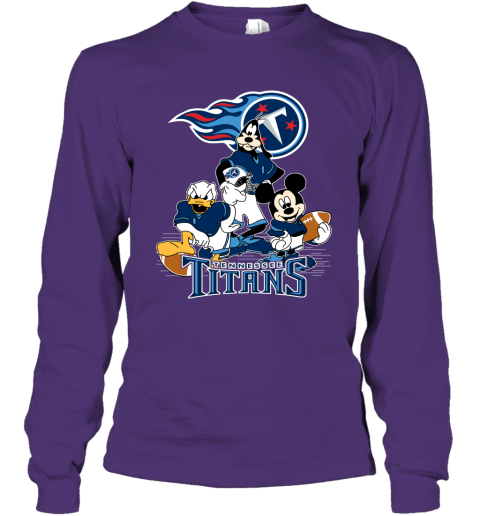 NFL Tennessee Titans Mickey Mouse Donald Duck Goofy Football T Shirt SvCmLAsxI86 long sleeve tee 14 95 151514 front purple