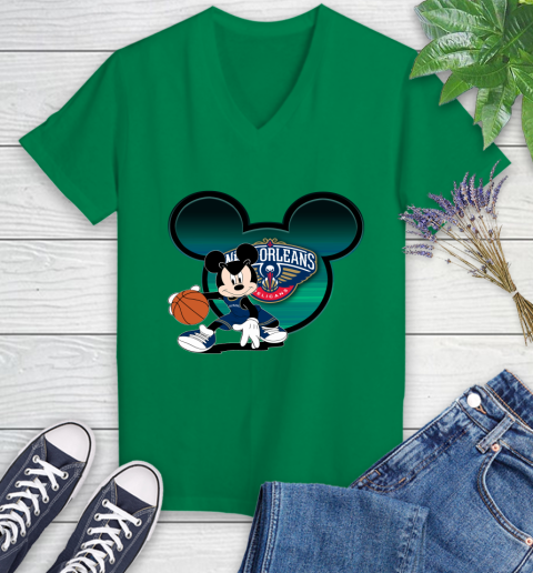NBA New Orleans Pelicans Mickey Mouse Disney Basketball Women's V-Neck T-Shirt 5