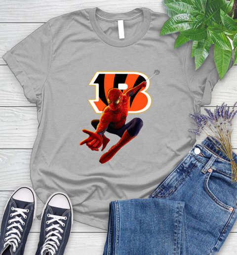 NFL Spider Man Avengers Endgame Football Cincinnati Bengals Women's T-Shirt 5