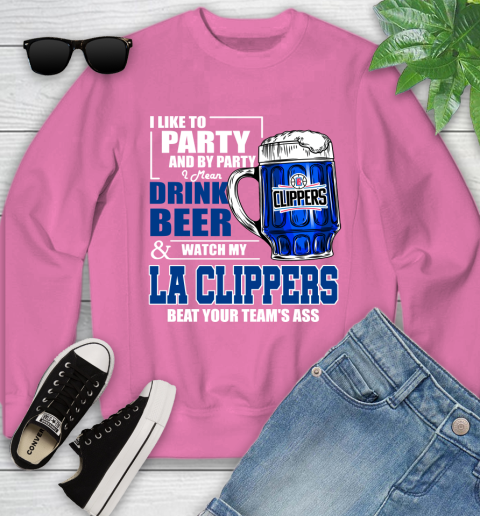 NBA Drink Beer and Watch My LA Clippers Beat Your Team's Ass Basketball Youth Sweatshirt 6