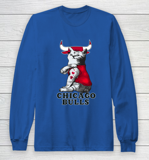 NBA Basketball My Cat Loves Chicago Bulls Long Sleeve T-Shirt 6