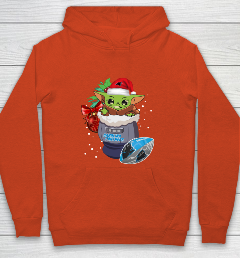Carolina Panthers Christmas Baby Yoda Star Wars Funny Happy NFL Youth Hoodie 4