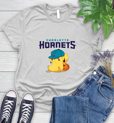 NBA Pikachu Basketball Sports Charlotte Hornets Women's T-Shirt