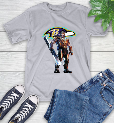 NFL Thanos Gauntlet Avengers Endgame Football Baltimore Ravens T-Shirt 6