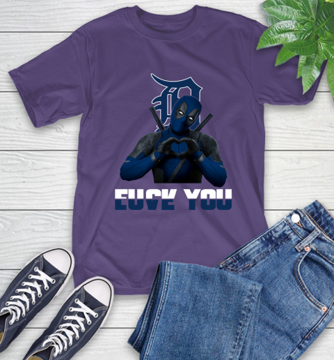 MLB Detroit Tigers Deadpool Love You Fuck You Baseball Sports T-Shirt 5