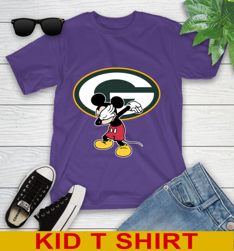 Green Bay Packers NFL Football Dabbing Mickey Disney Sports Youth T-Shirt 4