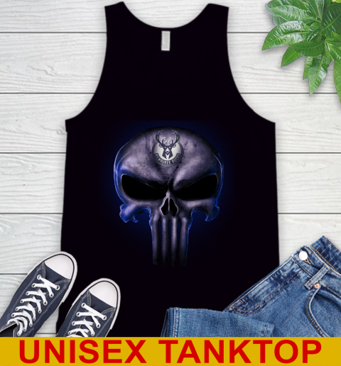 Milwaukee Bucks NBA Basketball Punisher Skull Sports Tank Top