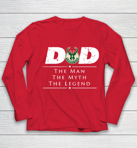 Milwaukee Bucks NBA Basketball Dad The Man The Myth The Legend Youth Long Sleeve 8