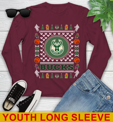 Milwaukee Bucks Merry Christmas NBA Basketball Loyal Fan Youth Long Sleeve 6