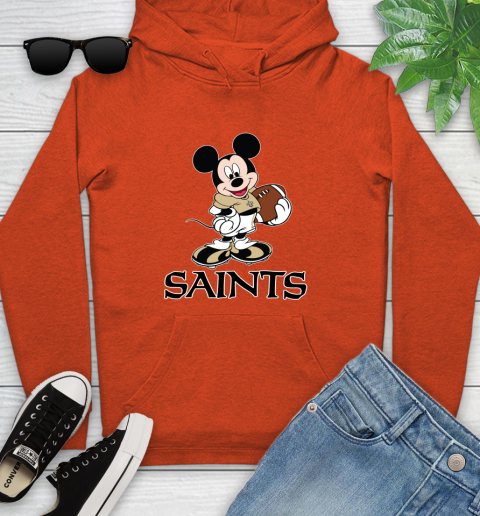NFL Football New Orleans Saints Cheerful Mickey Mouse Shirt Youth Hoodie 5