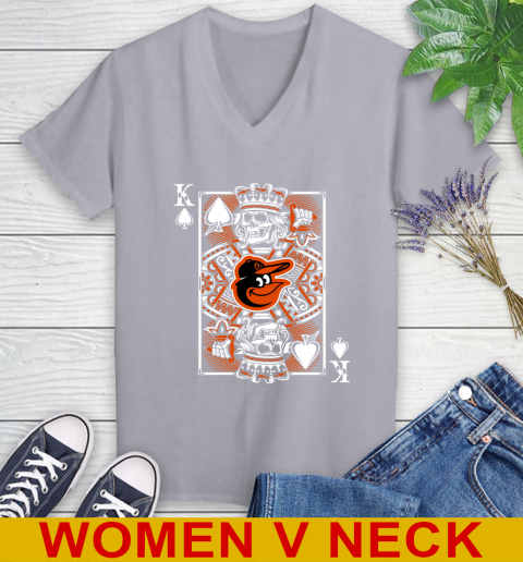 Baltimore Orioles MLB Baseball The King Of Spades Death Cards Shirt Women's V-Neck T-Shirt 4