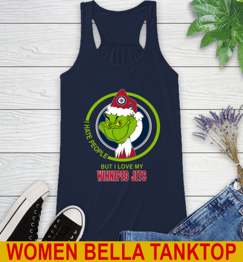 Winnipeg Jets NHL Christmas Grinch I Hate People But I Love My Favorite Hockey Team Racerback Tank 11