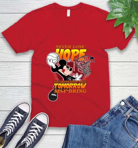 Brooklyn Nets NBA Basketball Mickey Disney Never Lose Hope V-Neck T-Shirt 6