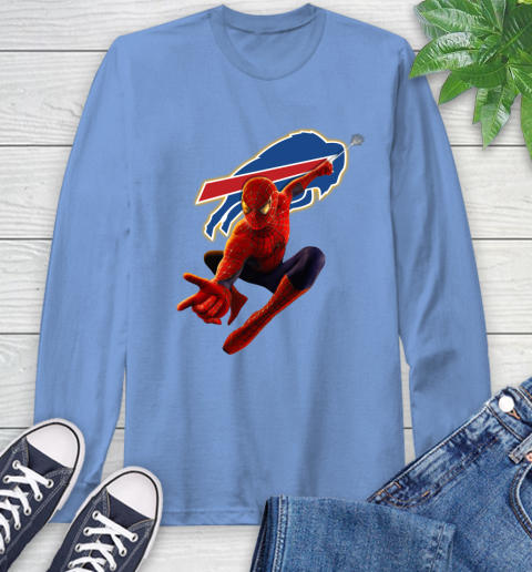 NFL Spider Man Avengers Endgame Football Buffalo Bills Long Sleeve T-Shirt 11